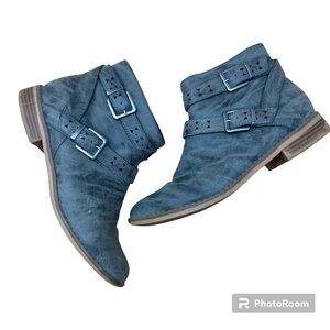Rocket Dog Buckle Texture Gray Western Bohemian Baddie Cowgirl Grunge Booties 9